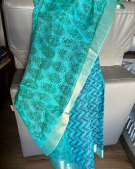 sea green printed saree