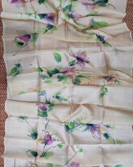 Cream Hand Painted Tussar Duppata