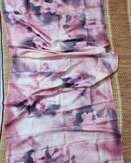 Pink Hand Painted Tussar Duppata