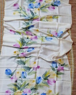 Cream Hand Painted Tussar Duppata