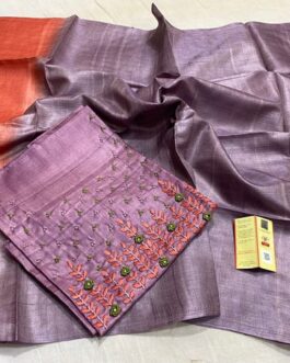 Blue/Green Tussar embroidary Dress