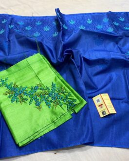 Blue/Green Tussar embroidary Dress