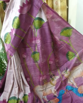 Pichwai Hand Painted Pure Gachi Tussar Silk